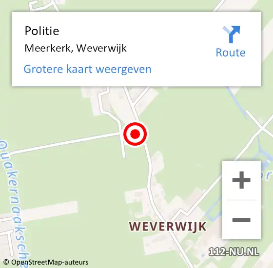 Locatie op kaart van de 112 melding: Politie Meerkerk, Weverwijk op 27 juni 2019 10:53