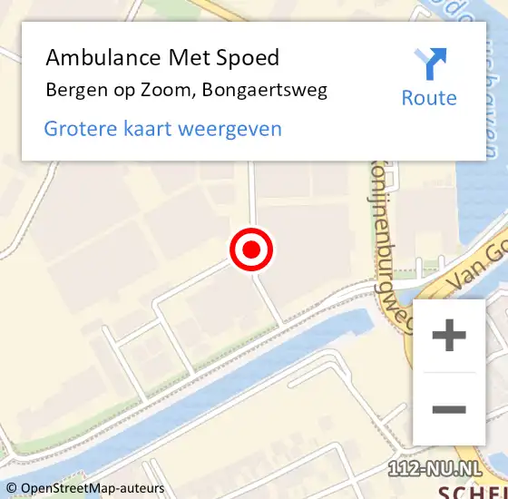 Locatie op kaart van de 112 melding: Ambulance Met Spoed Naar Bergen op Zoom, Bongaertsweg op 27 juni 2019 12:48
