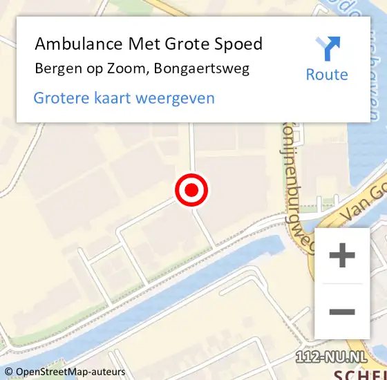 Locatie op kaart van de 112 melding: Ambulance Met Grote Spoed Naar Bergen op Zoom, Bongaertsweg op 27 juni 2019 12:51
