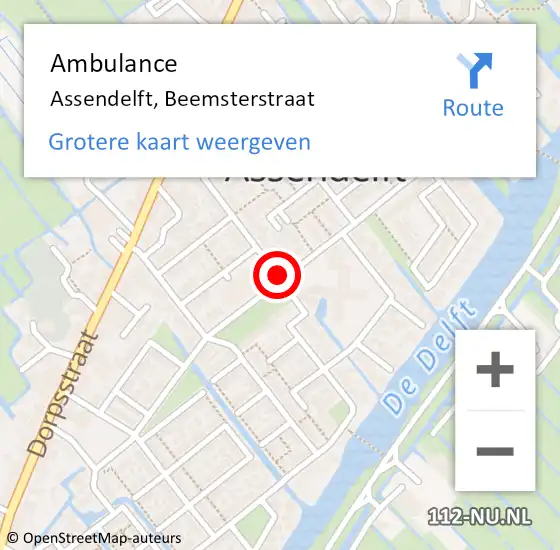 Locatie op kaart van de 112 melding: Ambulance Assendelft, Beemsterstraat op 27 juni 2019 13:56