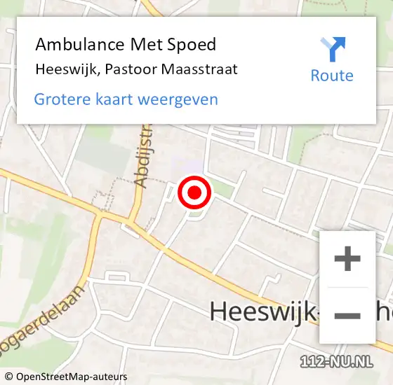Locatie op kaart van de 112 melding: Ambulance Met Spoed Naar Heeswijk, Pastoor Maasstraat op 27 juni 2019 15:00
