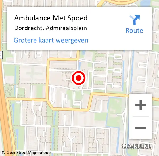 Locatie op kaart van de 112 melding: Ambulance Met Spoed Naar Dordrecht, Admiraalsplein op 27 juni 2019 16:32
