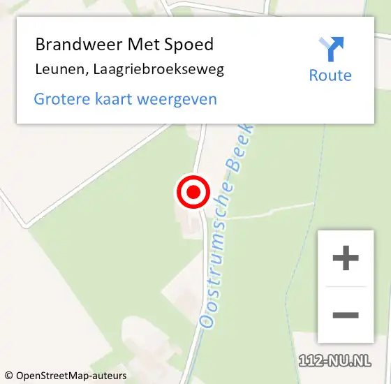 Locatie op kaart van de 112 melding: Brandweer Met Spoed Naar Leunen, Laagriebroekseweg op 27 juni 2019 16:36
