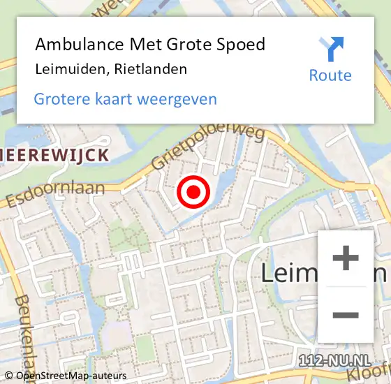 Locatie op kaart van de 112 melding: Ambulance Met Grote Spoed Naar Leimuiden, Rietlanden op 27 juni 2019 18:24