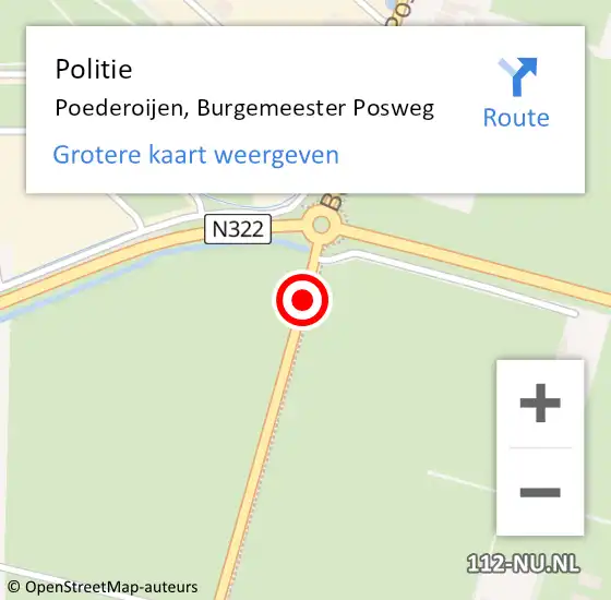 Locatie op kaart van de 112 melding: Politie Poederoijen, Burgemeester Posweg op 27 juni 2019 19:24