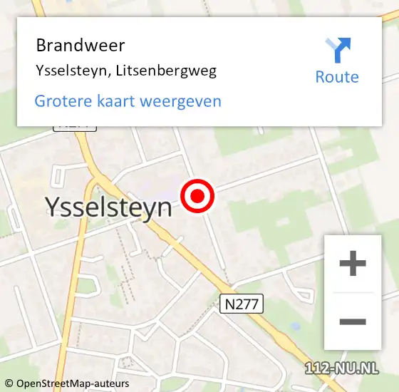 Locatie op kaart van de 112 melding: Brandweer Ysselsteyn, Litsenbergweg op 28 juni 2019 00:34