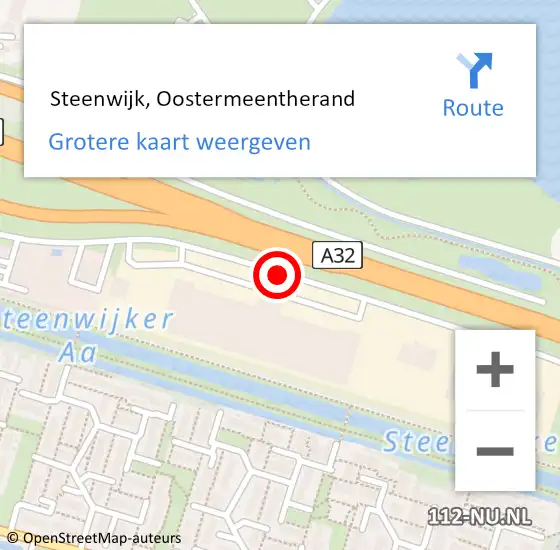 Locatie op kaart van de 112 melding:  Steenwijk, Oostermeentherand op 28 juni 2019 00:46