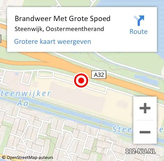 Locatie op kaart van de 112 melding: Brandweer Met Grote Spoed Naar Steenwijk, Oostermeentherand op 28 juni 2019 00:47
