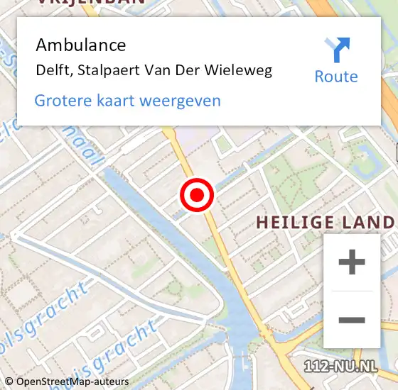 Locatie op kaart van de 112 melding: Ambulance Delft, Stalpaert Van Der Wieleweg op 28 juni 2019 01:15