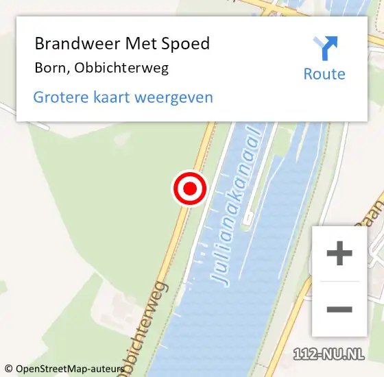 Locatie op kaart van de 112 melding: Brandweer Met Spoed Naar Born, Obbichterweg op 28 juni 2019 06:03