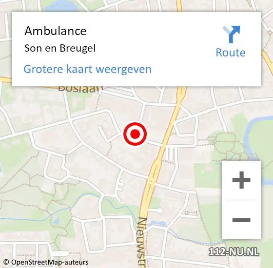 Locatie op kaart van de 112 melding: Ambulance Son en Breugel op 28 juni 2019 12:13