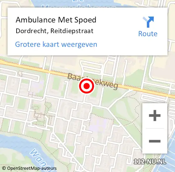 Locatie op kaart van de 112 melding: Ambulance Met Spoed Naar Dordrecht, Reitdiepstraat op 28 juni 2019 12:32