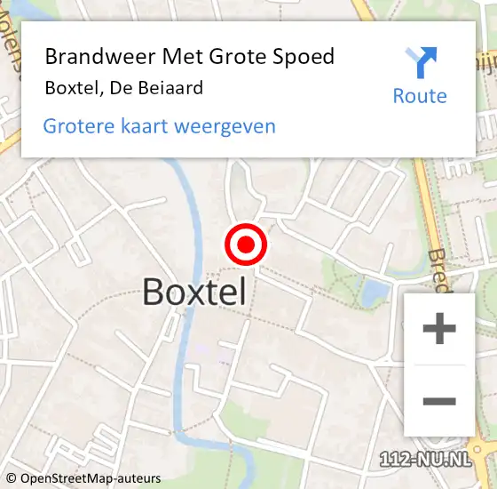 Locatie op kaart van de 112 melding: Brandweer Met Grote Spoed Naar Boxtel, De Beiaard op 28 juni 2019 12:49