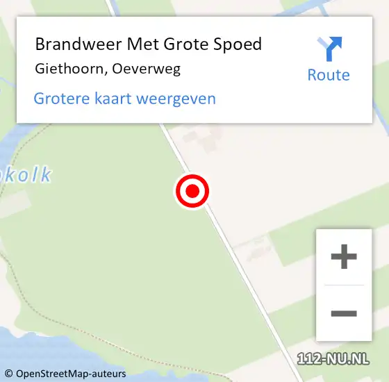 Locatie op kaart van de 112 melding: Brandweer Met Grote Spoed Naar Giethoorn, Oeverweg op 28 juni 2019 13:08