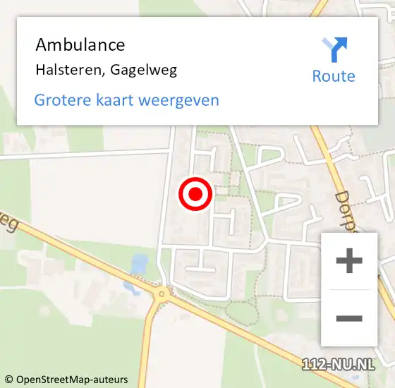 Locatie op kaart van de 112 melding: Ambulance Halsteren, Gagelweg op 28 juni 2019 13:13