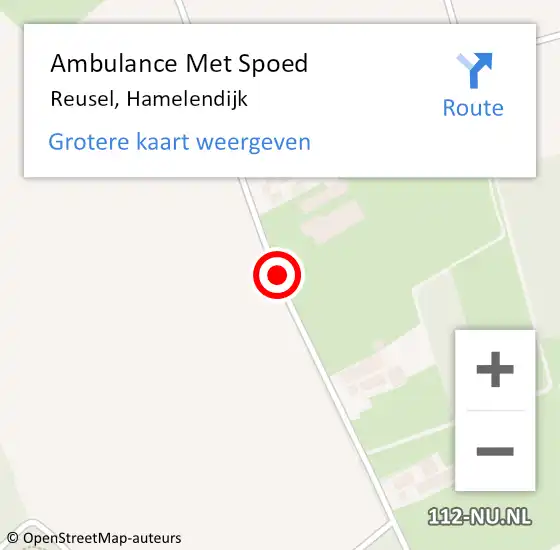 Locatie op kaart van de 112 melding: Ambulance Met Spoed Naar Reusel, Hamelendijk op 28 juni 2019 17:04