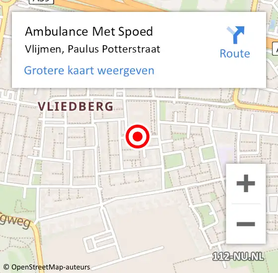 Locatie op kaart van de 112 melding: Ambulance Met Spoed Naar Vlijmen, Paulus Potterstraat op 28 juni 2019 19:16