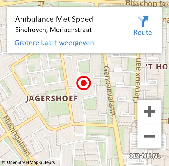 Locatie op kaart van de 112 melding: Ambulance Met Spoed Naar Eindhoven, Moriaenstraat op 28 juni 2019 19:31