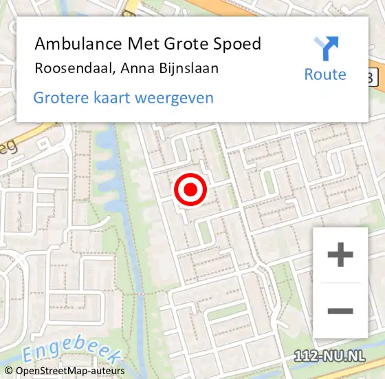 Locatie op kaart van de 112 melding: Ambulance Met Grote Spoed Naar Roosendaal, Anna Bijnslaan op 28 juni 2019 21:07