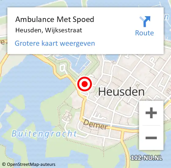 Locatie op kaart van de 112 melding: Ambulance Met Spoed Naar Heusden, Wijksestraat op 29 juni 2019 01:18