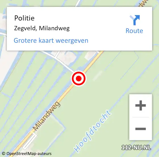 Locatie op kaart van de 112 melding: Politie Zegveld, Milandweg op 5 april 2014 22:13
