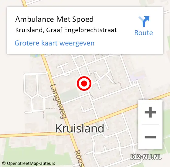 Locatie op kaart van de 112 melding: Ambulance Met Spoed Naar Kruisland, Graaf Engelbrechtstraat op 29 juni 2019 08:18