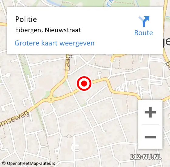 Locatie op kaart van de 112 melding: Politie Eibergen, Nieuwstraat op 29 juni 2019 10:31