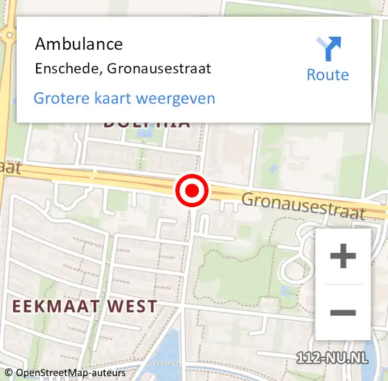 Locatie op kaart van de 112 melding: Ambulance Enschede, Gronausestraat op 29 juni 2019 11:58