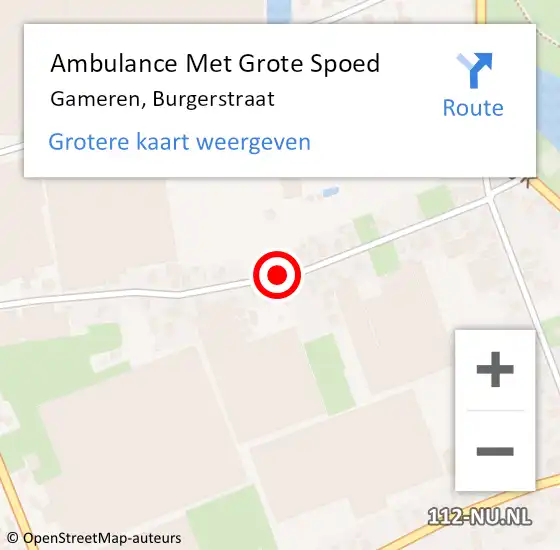 Locatie op kaart van de 112 melding: Ambulance Met Grote Spoed Naar Gameren, Burgerstraat op 29 juni 2019 12:28