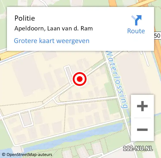 Locatie op kaart van de 112 melding: Politie Apeldoorn, Laan van d. Ram op 29 juni 2019 14:12