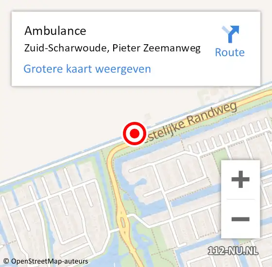 Locatie op kaart van de 112 melding: Ambulance Zuid-Scharwoude, Pieter Zeemanweg op 29 juni 2019 14:39