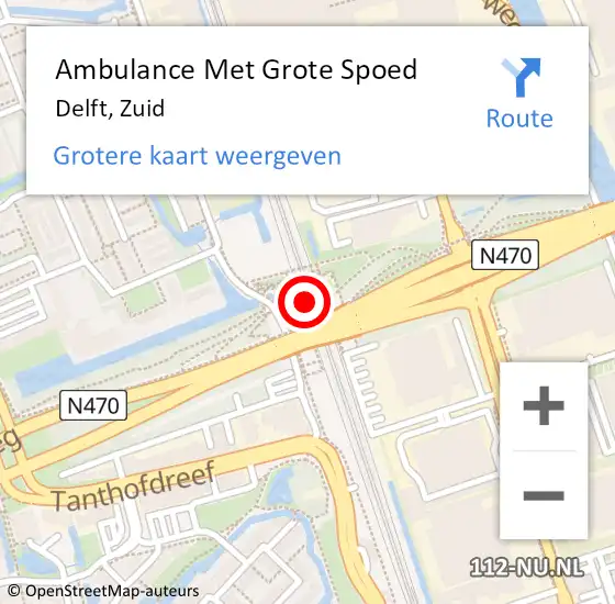 Locatie op kaart van de 112 melding: Ambulance Met Grote Spoed Naar Delft, Zuid op 29 juni 2019 16:22