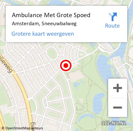 Locatie op kaart van de 112 melding: Ambulance Met Grote Spoed Naar Amsterdam, Sneeuwbalweg op 29 juni 2019 17:31
