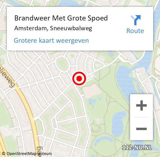 Locatie op kaart van de 112 melding: Brandweer Met Grote Spoed Naar Amsterdam, Sneeuwbalweg op 29 juni 2019 17:34