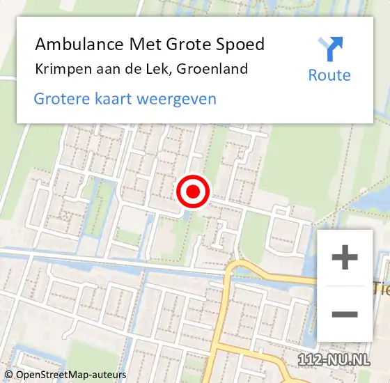 Locatie op kaart van de 112 melding: Ambulance Met Grote Spoed Naar Krimpen aan de Lek, Groenland op 29 juni 2019 20:09