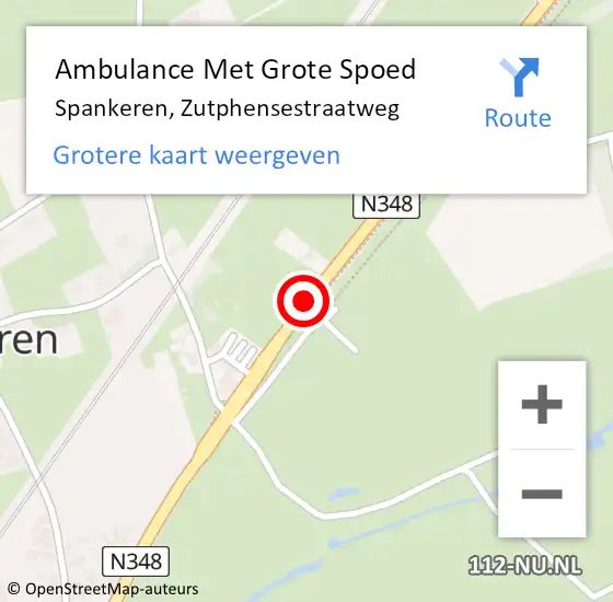 Locatie op kaart van de 112 melding: Ambulance Met Grote Spoed Naar Spankeren, Zutphensestraatweg op 29 juni 2019 20:31