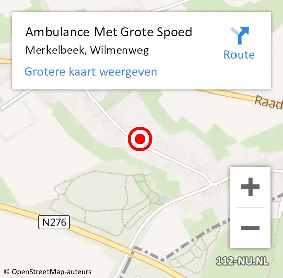 Locatie op kaart van de 112 melding: Ambulance Met Grote Spoed Naar Merkelbeek, Wilmenweg op 6 april 2014 00:33