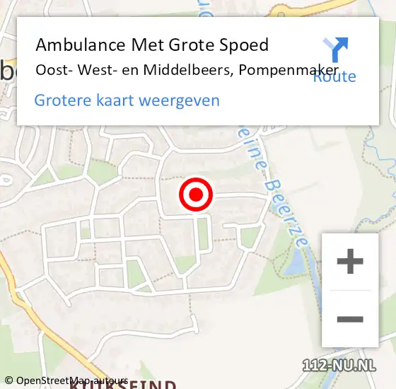 Locatie op kaart van de 112 melding: Ambulance Met Grote Spoed Naar Oost- West- en Middelbeers, Pompenmaker op 29 juni 2019 21:47