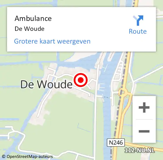 Locatie op kaart van de 112 melding: Ambulance De Woude op 30 juni 2019 00:33