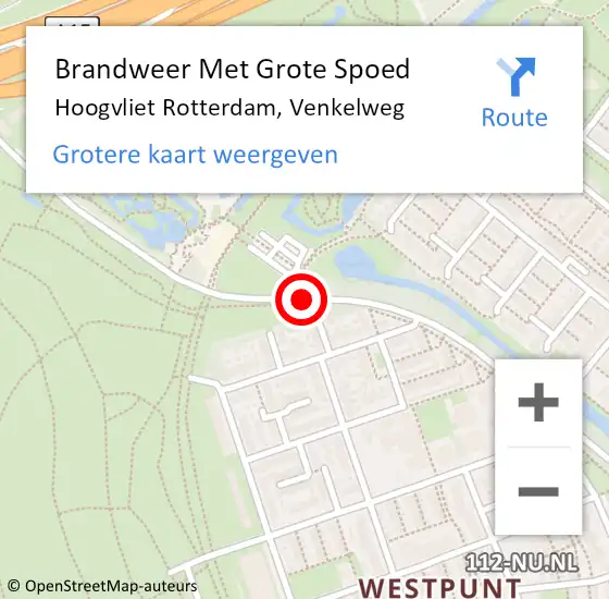 Locatie op kaart van de 112 melding: Brandweer Met Grote Spoed Naar Hoogvliet Rotterdam, Venkelweg op 30 juni 2019 02:49