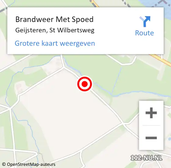 Locatie op kaart van de 112 melding: Brandweer Met Spoed Naar Geijsteren, St Wilbertsweg op 30 juni 2019 07:46