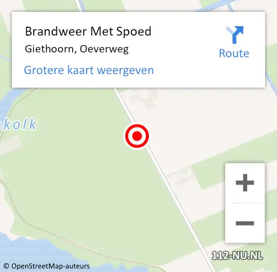Locatie op kaart van de 112 melding: Brandweer Met Spoed Naar Giethoorn, Oeverweg op 30 juni 2019 09:54
