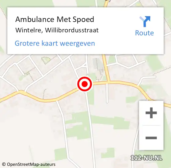 Locatie op kaart van de 112 melding: Ambulance Met Spoed Naar Wintelre, Willibrordusstraat op 30 juni 2019 11:04