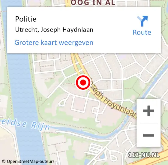 Locatie op kaart van de 112 melding: Politie Utrecht, Joseph Haydnlaan op 30 juni 2019 14:53
