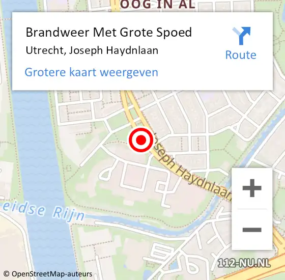 Locatie op kaart van de 112 melding: Brandweer Met Grote Spoed Naar Utrecht, Joseph Haydnlaan op 30 juni 2019 14:54