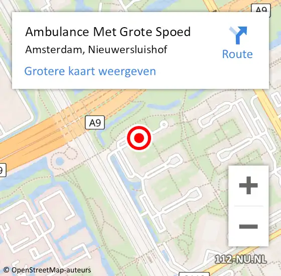 Locatie op kaart van de 112 melding: Ambulance Met Grote Spoed Naar Amsterdam, Nieuwersluishof op 30 juni 2019 15:21