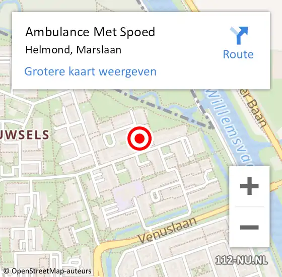 Locatie op kaart van de 112 melding: Ambulance Met Spoed Naar Helmond, Marslaan op 30 juni 2019 20:41