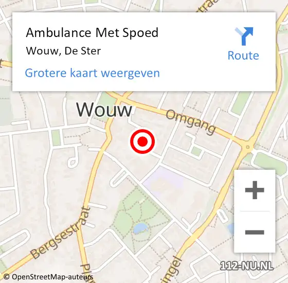 Locatie op kaart van de 112 melding: Ambulance Met Spoed Naar Wouw, De Ster op 30 juni 2019 20:59