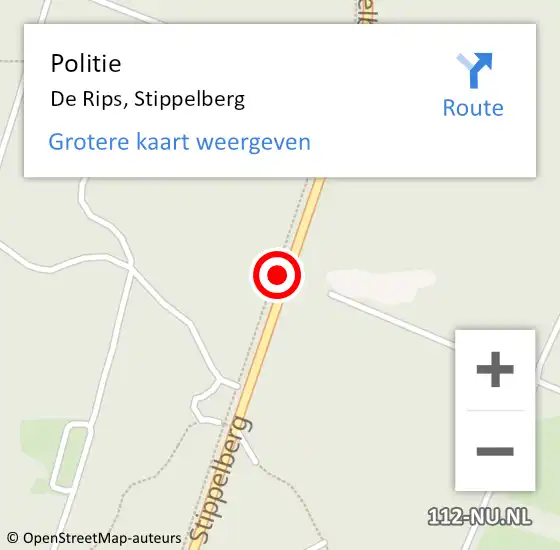 Locatie op kaart van de 112 melding: Politie De Rips, Stippelberg op 1 juli 2019 00:17