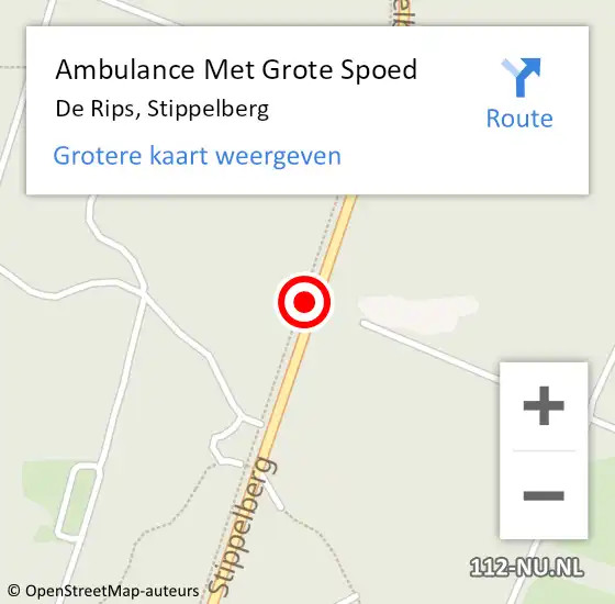 Locatie op kaart van de 112 melding: Ambulance Met Grote Spoed Naar De Rips, Stippelberg op 1 juli 2019 00:19